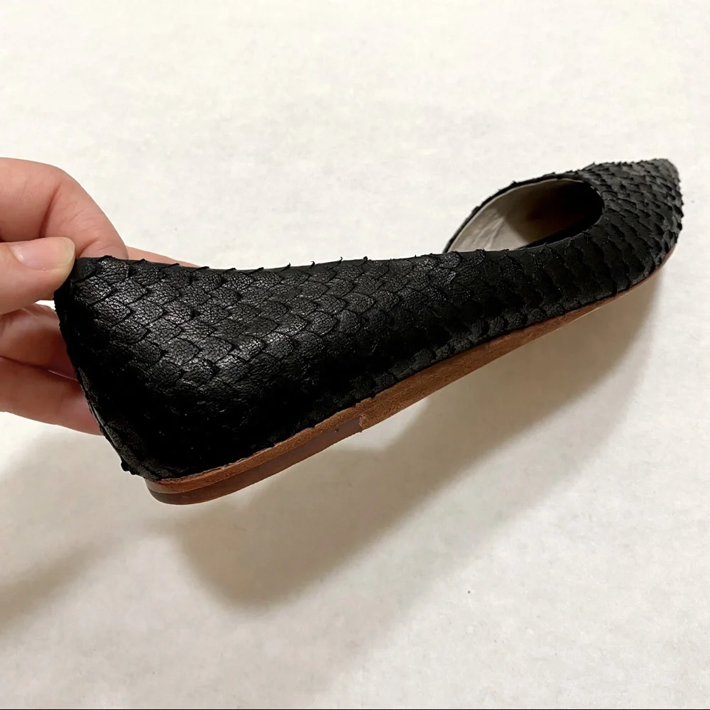 Matt Bernson Black Pointed Weave Leather Flats
